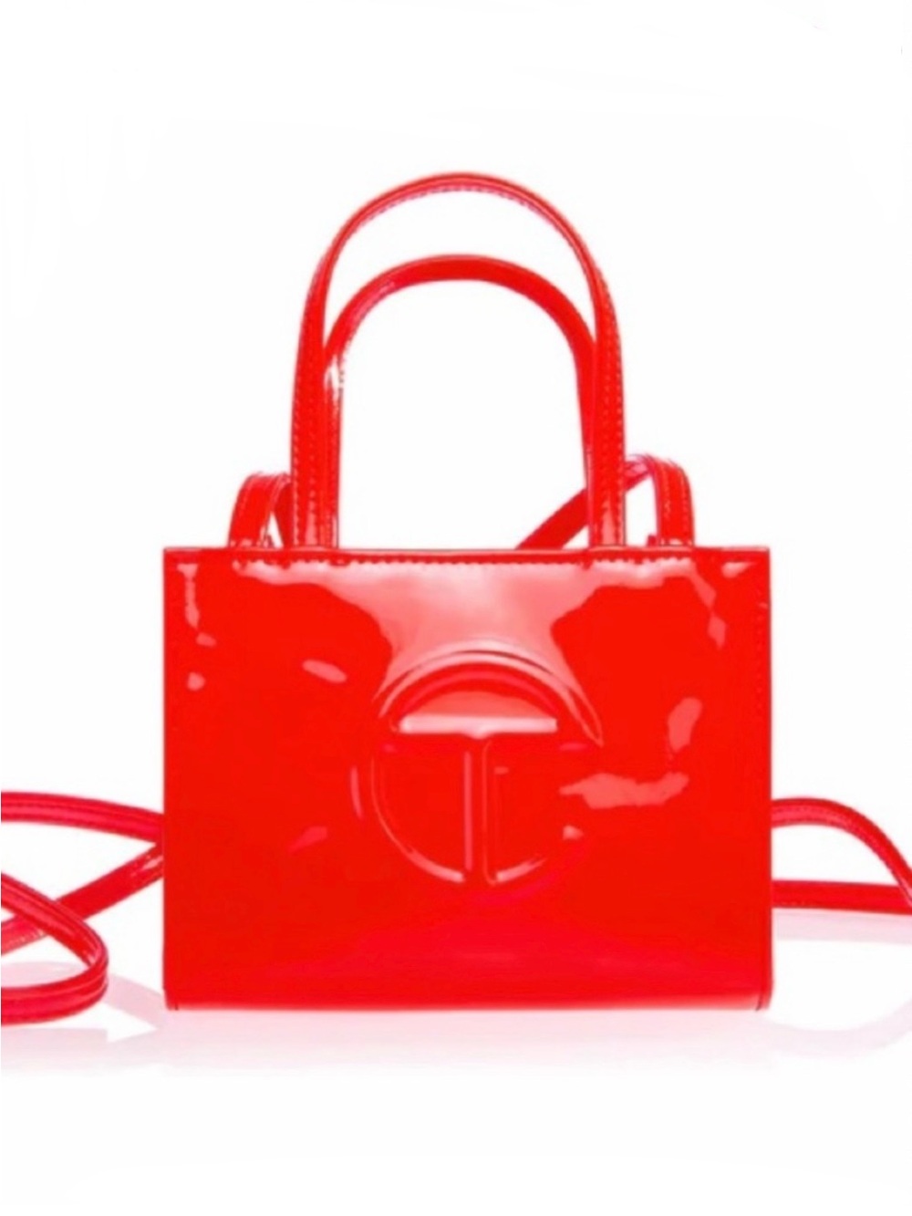 RARE telfar red patent leather shopping bag